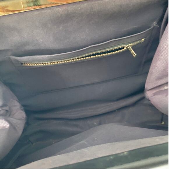 Vintage Black Leather Handbag - Retro Structured Top Handle Purse - Picture 11 of 12